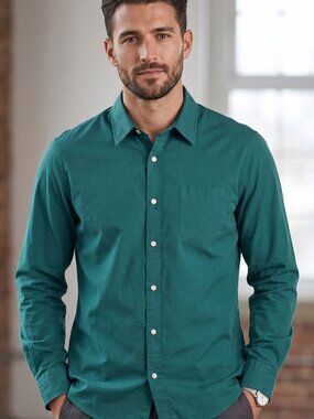 NWT | Amazon Essentials Teal Green Slim-Fit Long Sleeve Button-Up Shirt Large